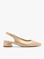 Goldfarbene Damenpumps mit offenem Slingback-Absatz