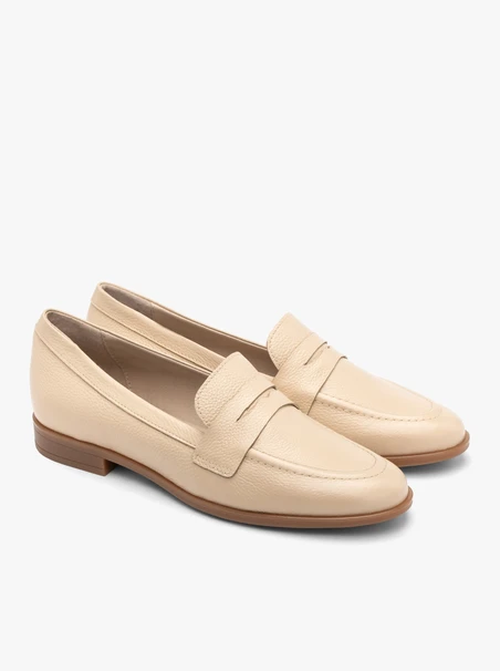 Beige women’s flat loafers
