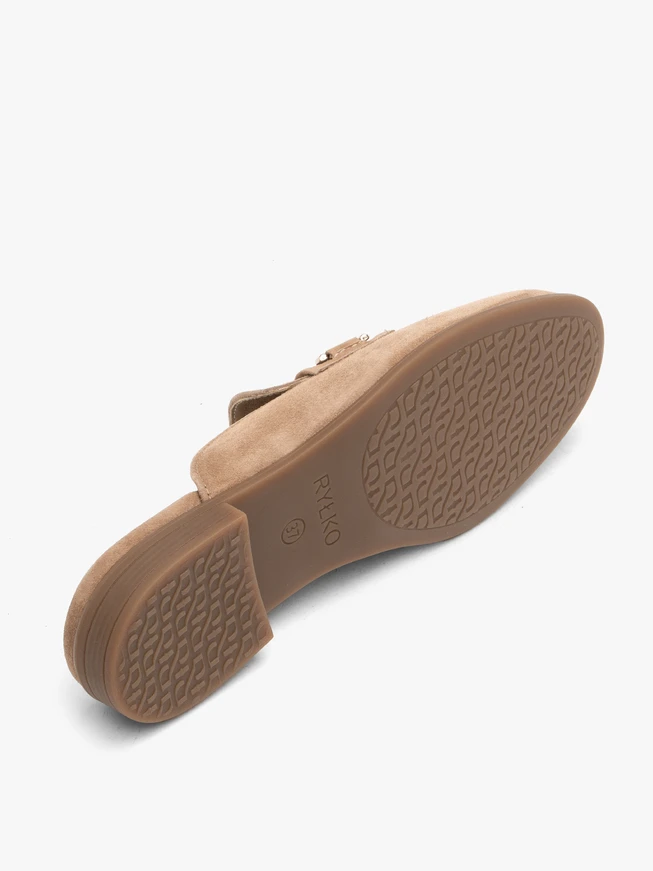 Suede mule slides with ornament