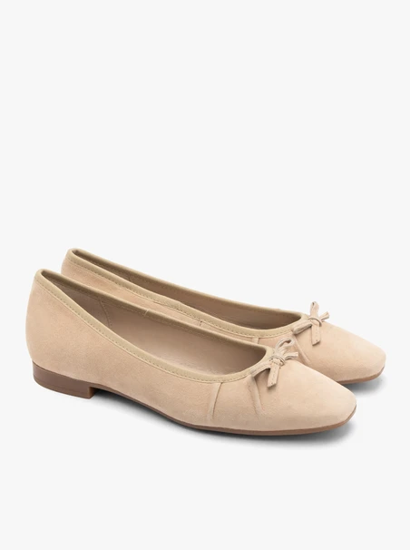 Ballerinas aus Velours mit Schleife