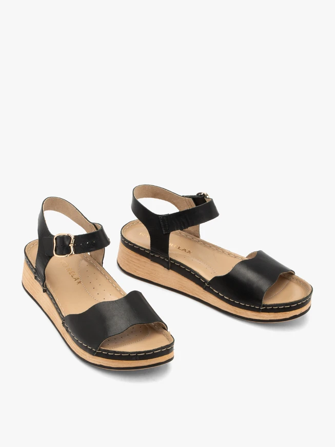 Schwarze Damen Plateausandalen