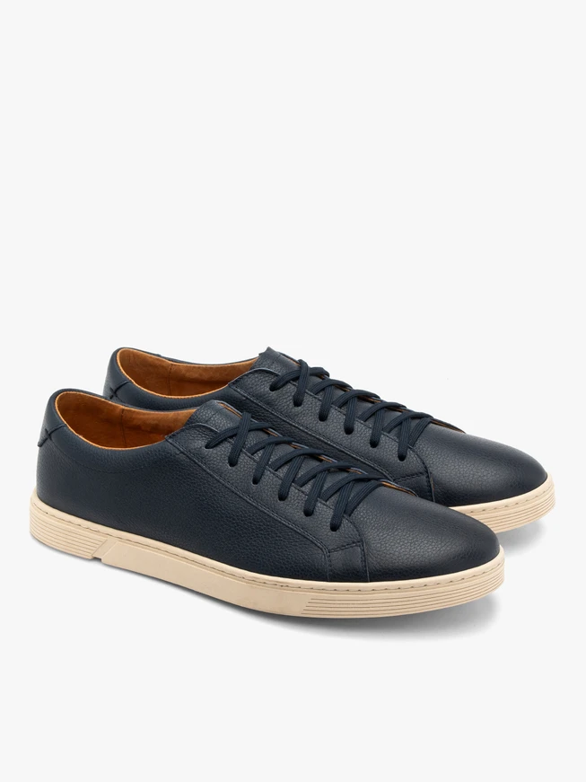 Marineblaue Leder-Turnschuhe für Männer