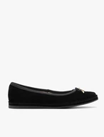 Schwarze Velours-Ballerinas mit Schleife