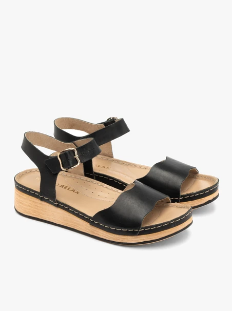 Schwarze Damen Plateausandalen