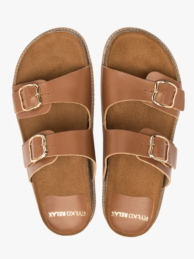 Hellbraune flache Damen-Flip-Flops