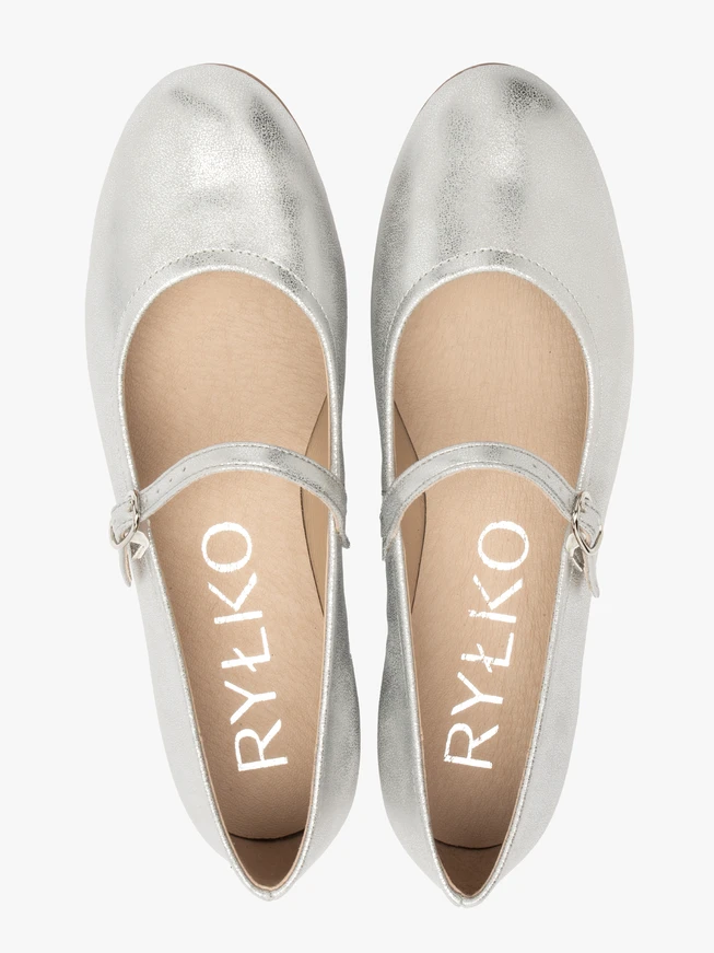 Silver strap ballerinas