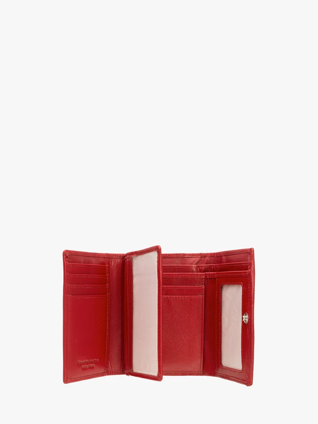 Rote Damenbrieftasche mit dekorativem Verschluss