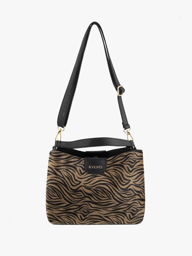 Handtasche mit Zebramuster in Schwarz und Beige