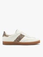 Cremefarbene Sporthalbschuhe mit Leoparden-Print-Elementen