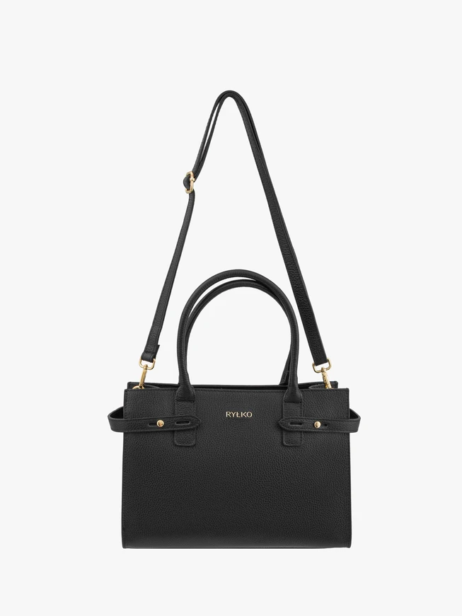 Große Handtasche aus schwarzem Vollnarbenleder