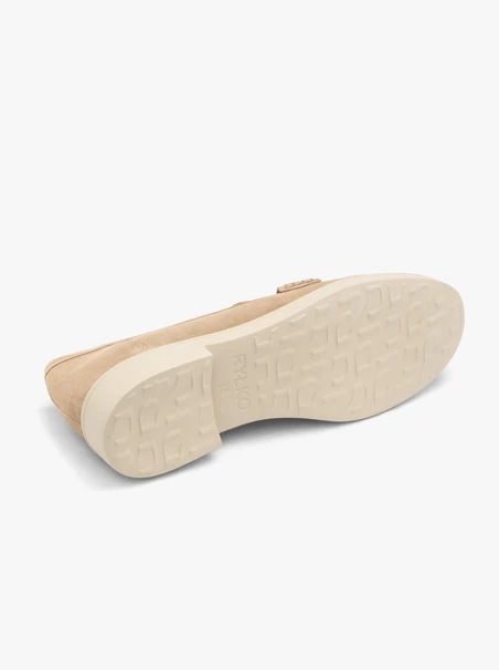 Mokassins aus sandfarbenem Veloursleder
