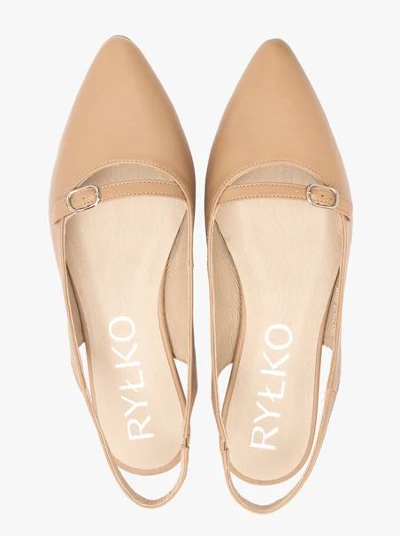Beigefarbene Slingback-Ballerinas