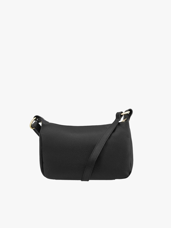 Schwarze Ledertasche mit Borsten