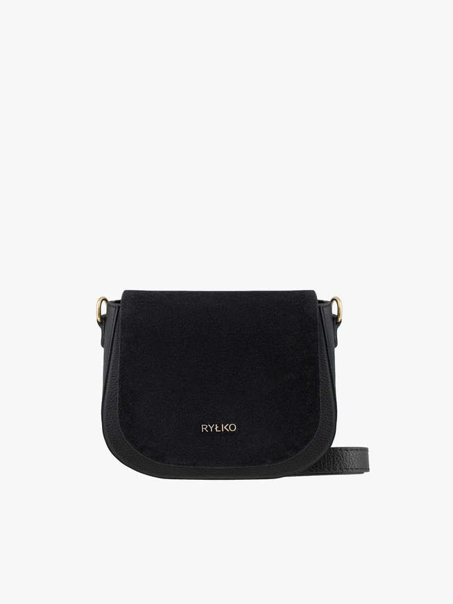 Handtasche aus schwarzem Leder und Velours