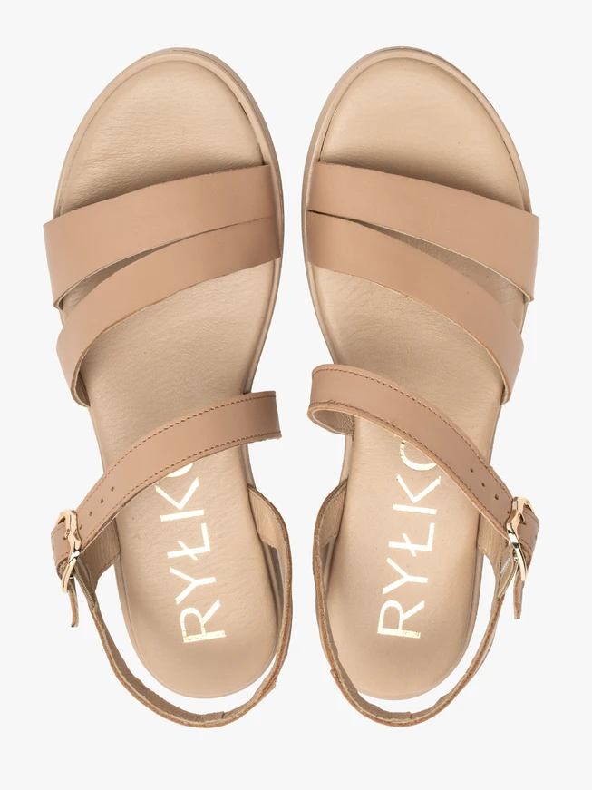 Beige leather women’s sandals