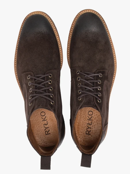 Dunkelbraune Velourslederstiefel