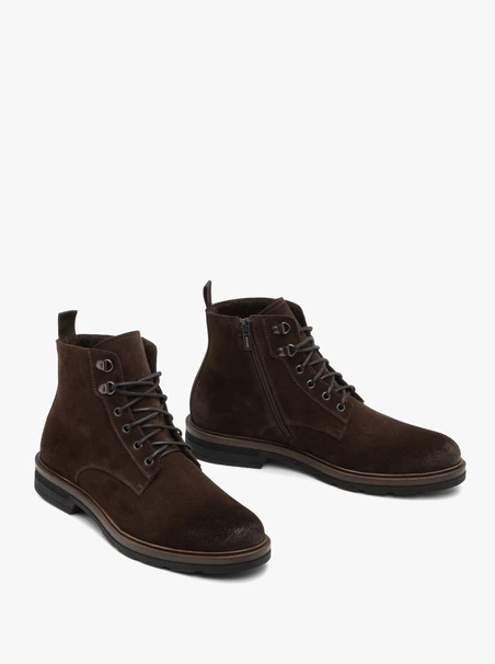 Dunkelbraune Velourslederstiefel