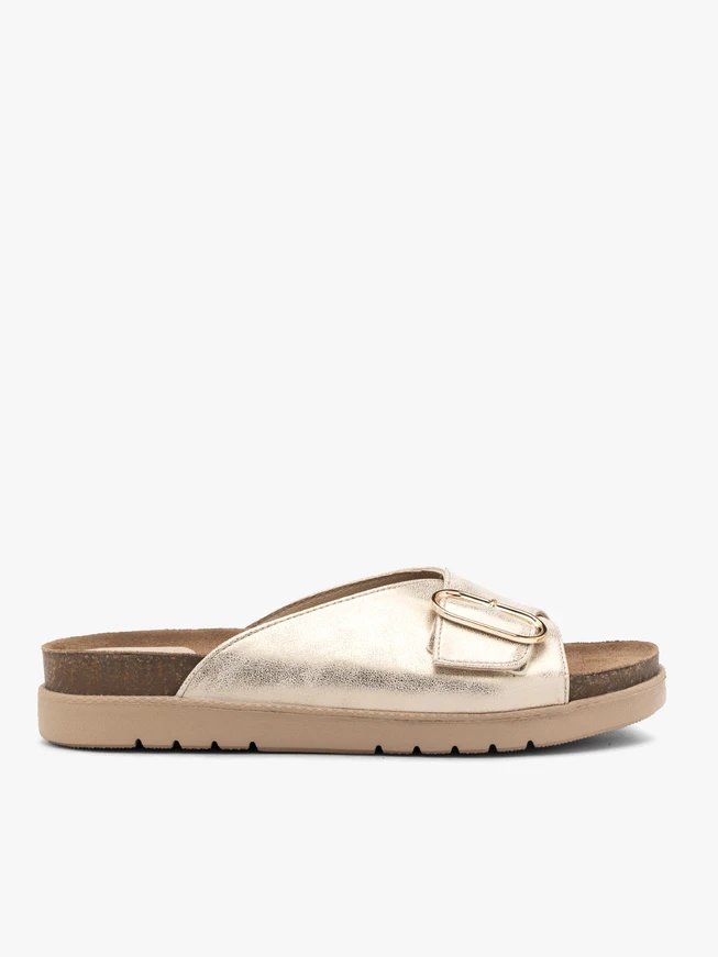 Flache Damen-Flip-Flops aus Platin