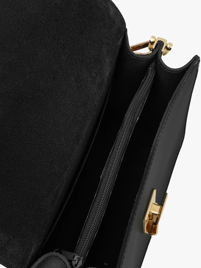 Schwarze elegante Handtasche für Frauen mit goldener Schnalle