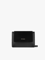 Kleine schwarze Handtasche aus Leder und Velours