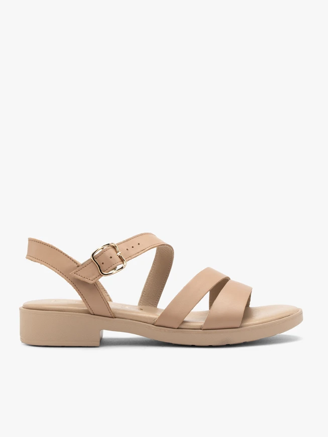Beige leather women’s sandals