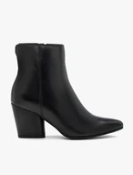 Schwarze Stiefel mit Absatz aus genarbtem Leder