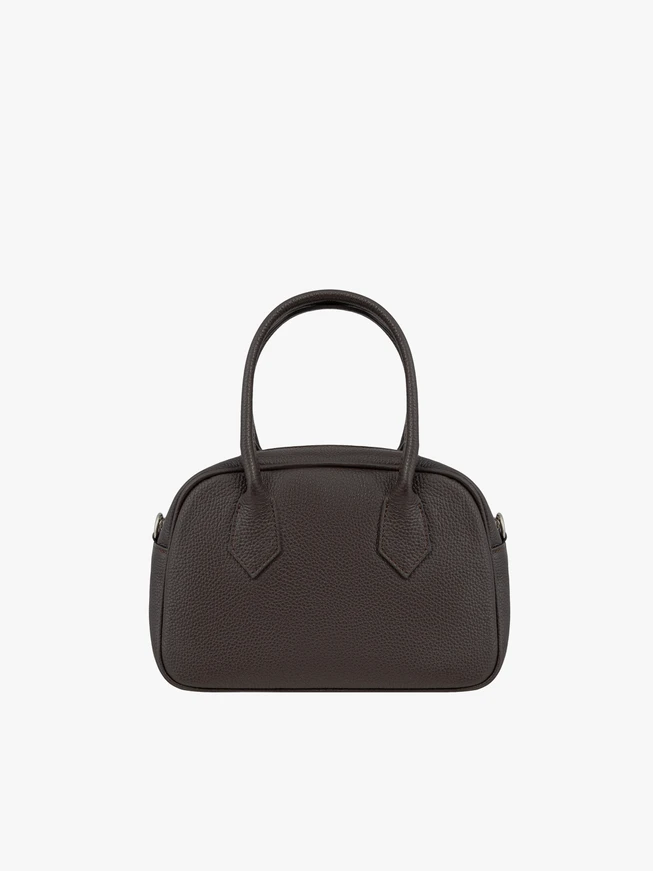 Kleine braune Bowlingtasche aus Veloursleder