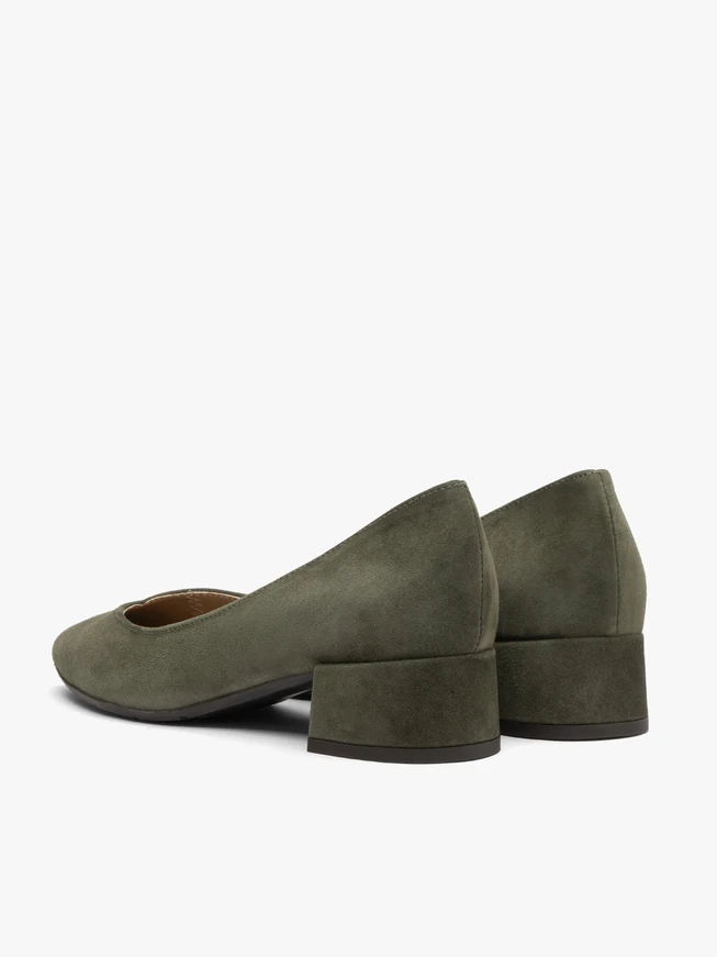 Dunkelgrüne Damen-Pumps mit Blockabsatz