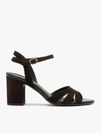 Dunkelbraune Damen-Sandalen mit Absatz