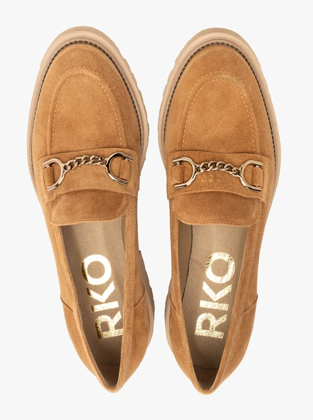 Ginger loafers with copper ornament