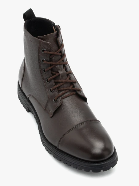 Dunkelbraune Vollnarbenlederstiefel