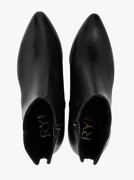 Schwarze Stiefel mit Absatz aus genarbtem Leder