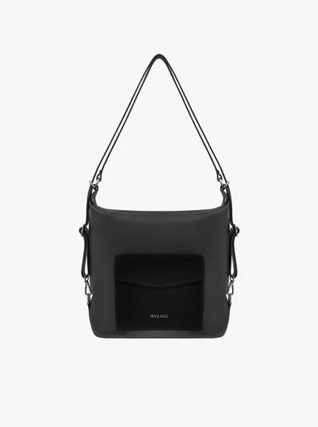 Schwarzer Leder Rucksack Handtasche
