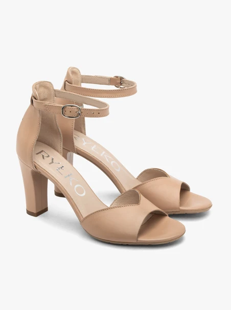 Beigefarbene Stiletto-Sandalen für Frauen