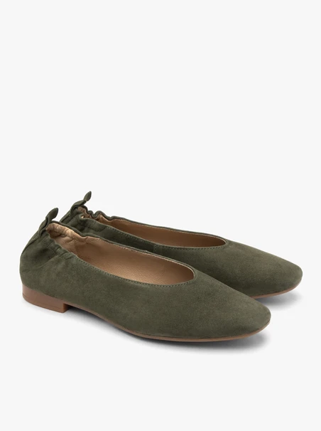 Grüne Ballerinas mit eckiger Zehe