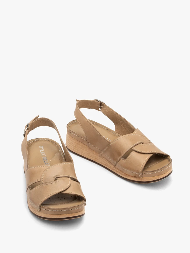 Beige Damen Plateausandalen