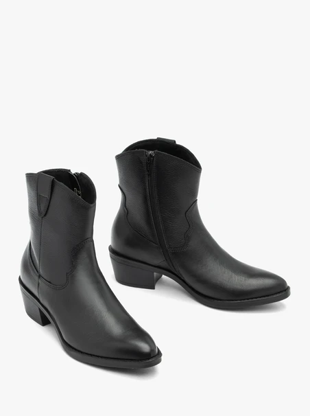 Schwarze, nicht isolierte Cowboystiefel aus Vollnarbenleder