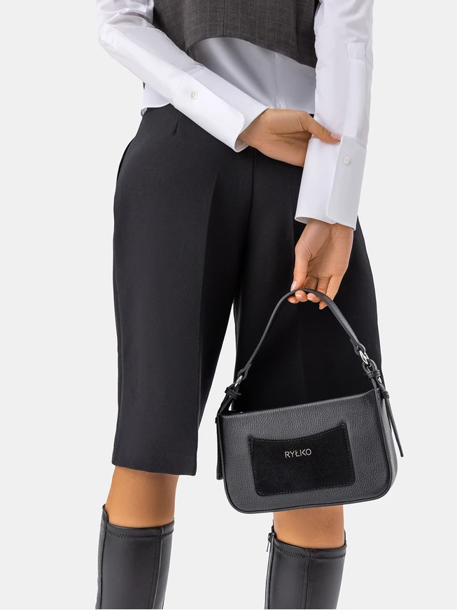Kleine schwarze Tasche aus Bonded Leather
