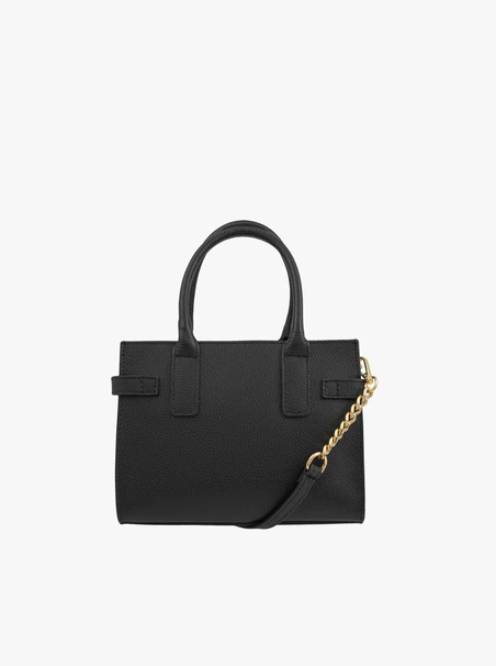 Black grain leather handbag