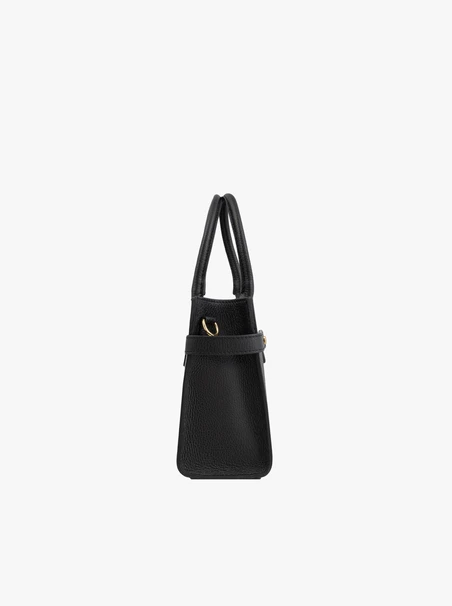 Black grain leather handbag