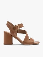 Hellbraune Damen-Sandalen mit Absatz