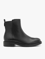 Schwarz genarbte Lederstiefel