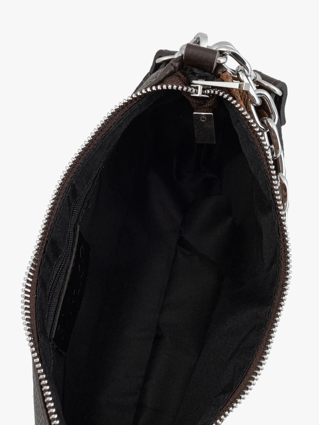Braune Handtasche mit Schlangenhautmuster und Henkel