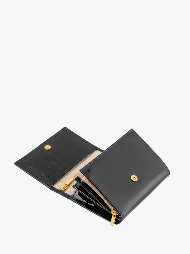 Schwarz lackierte Damenbrieftasche