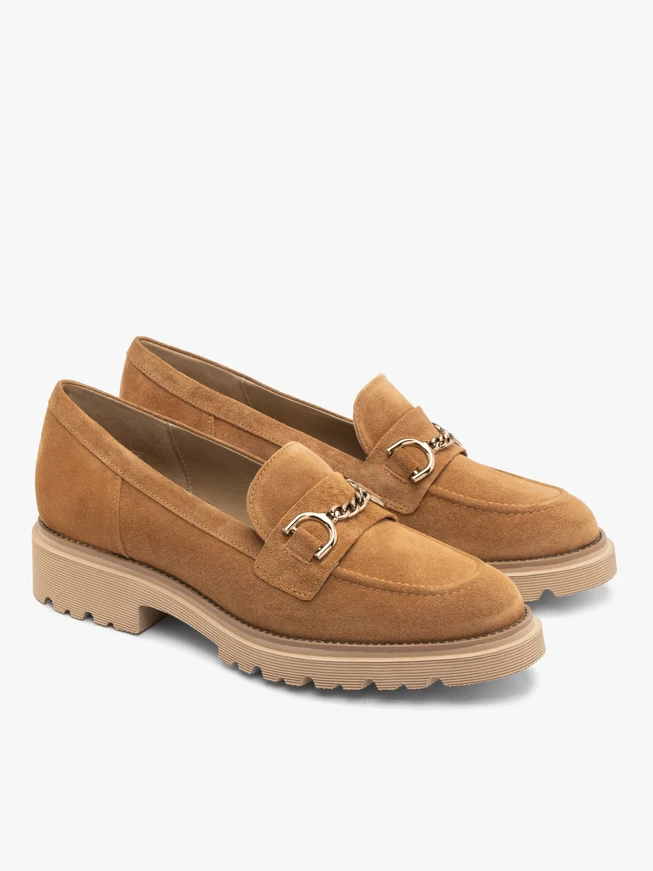 Ginger loafers with copper ornament