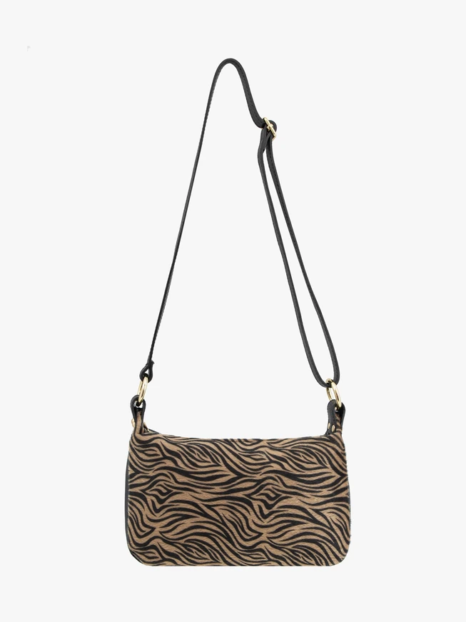 Handtasche mit schwarzem und beigem Tiermuster