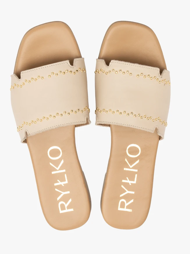 Cremefarbene Damen-Flip-Flops aus Leder