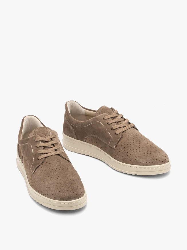 Grau-beige Herren Schnürhalbschuhe