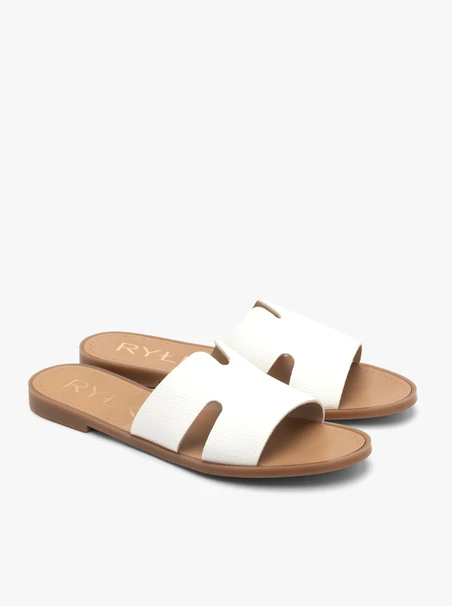 White women’s cutout slides
