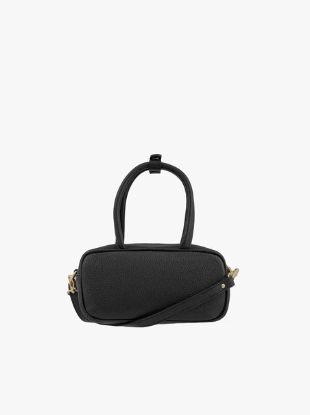 Black leather baguette bag